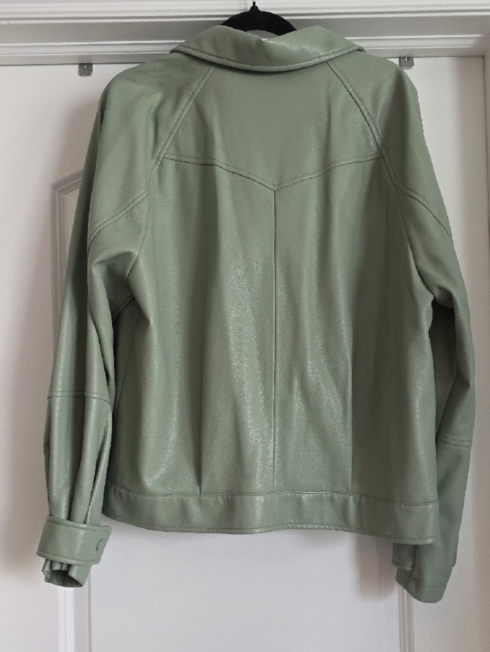 EUC Marc New York Light Sage Green Faux Leather Snap-Front Jacket Medium - Picture 4 of 9
